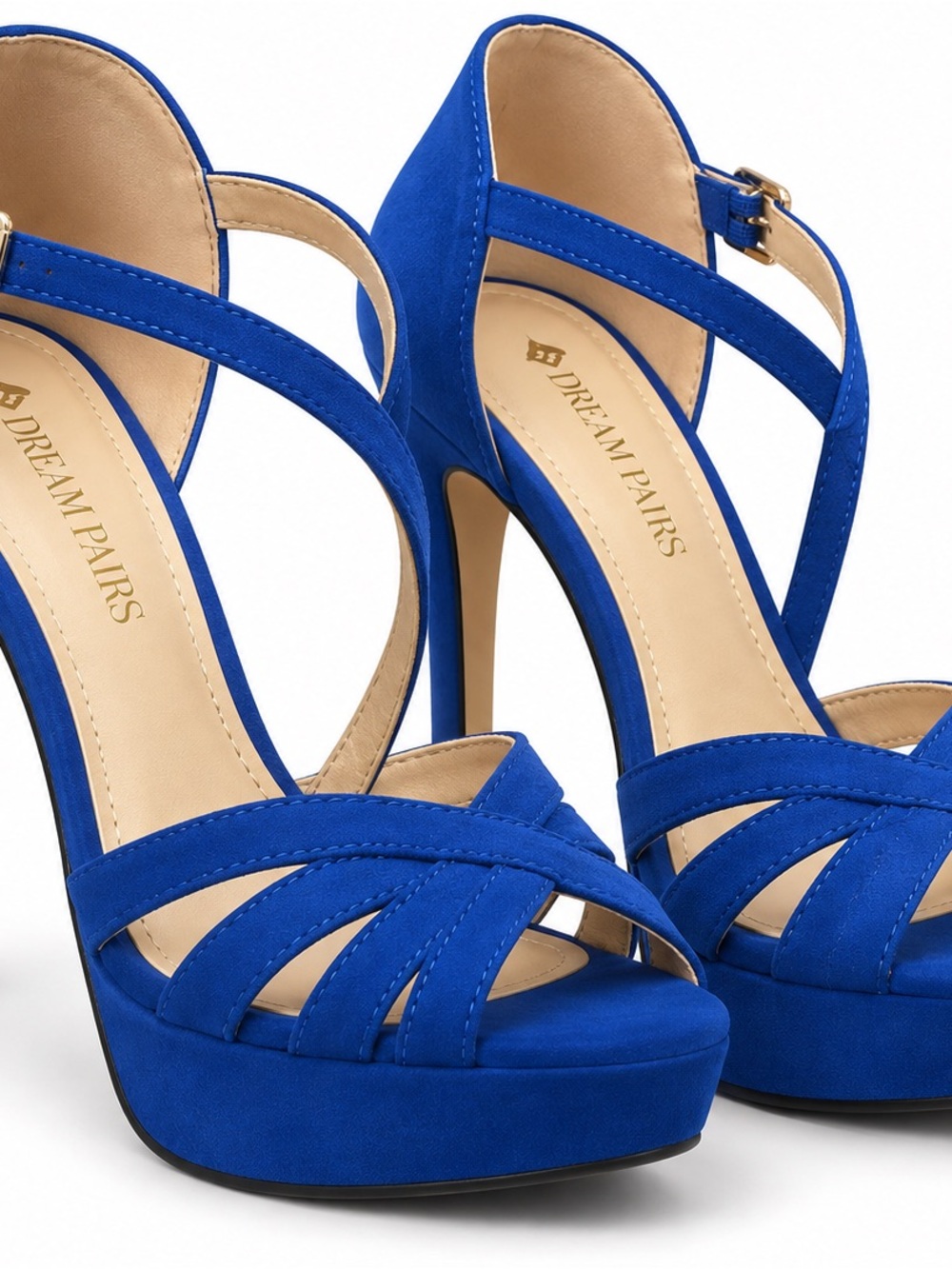 Dream Pairs Women's Cobalt Blue Strappy Platform Heels